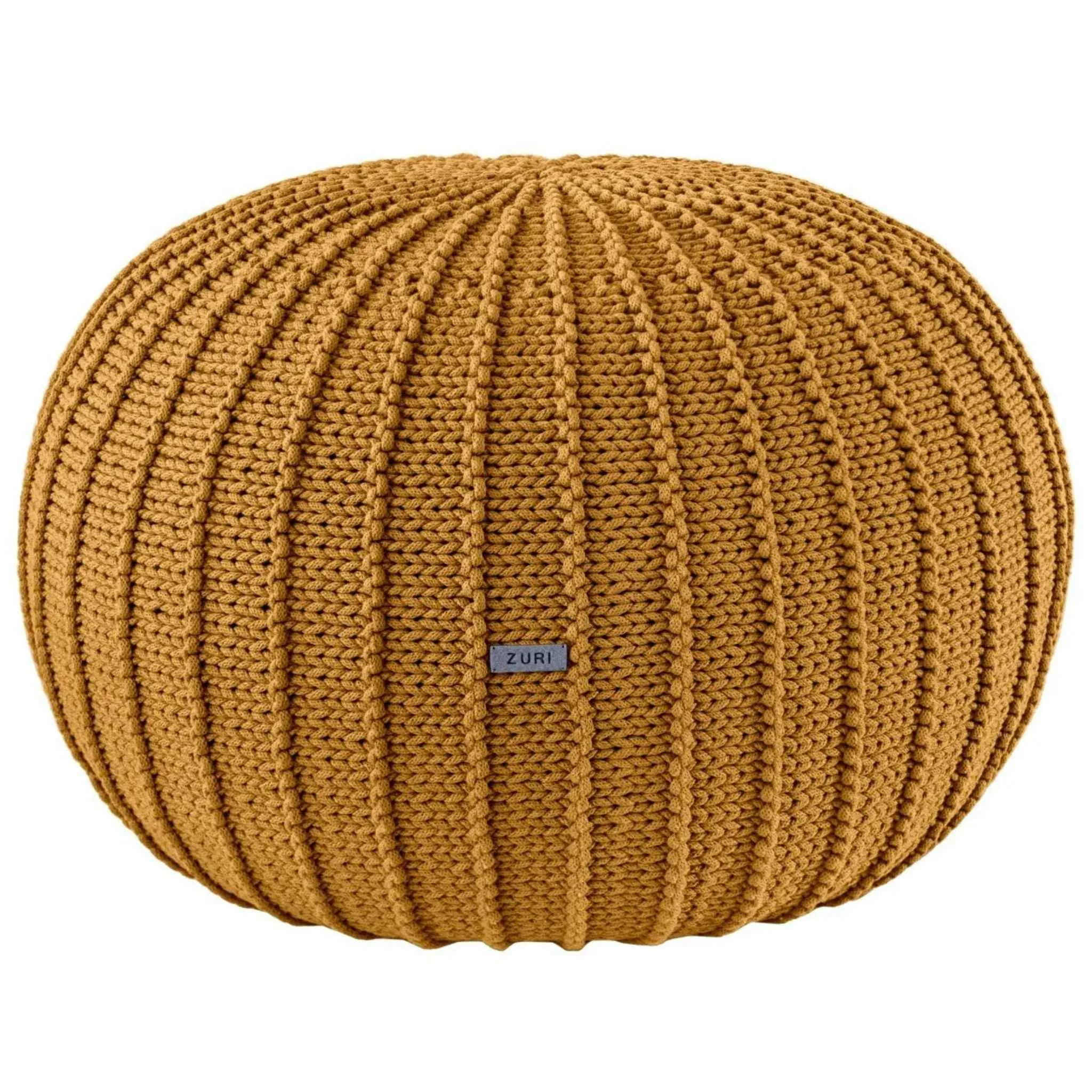 Zuri House Large Knitted Pouffe  - Mustard