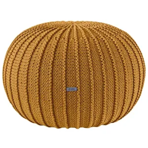 Zuri House Large Knitted Pouffe  - Mustard