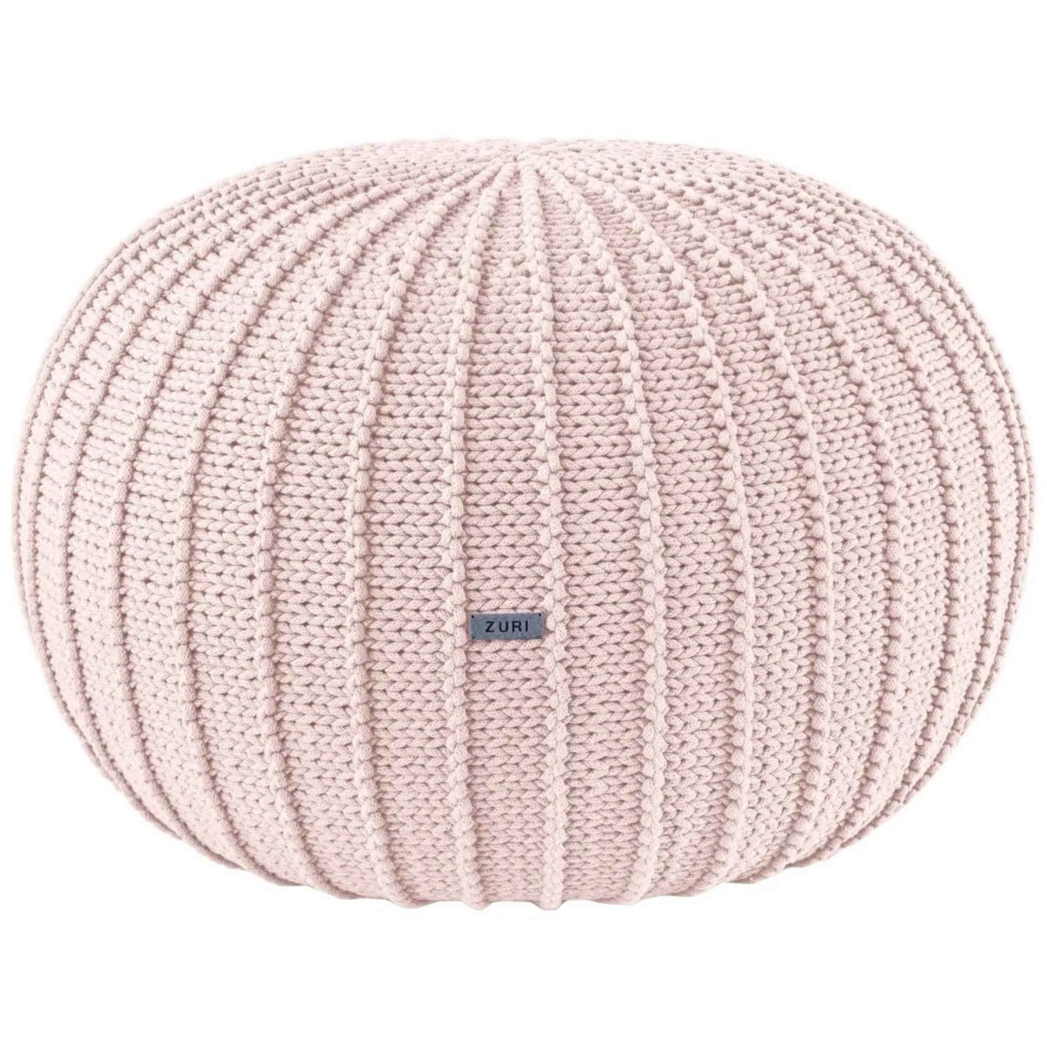 Zuri House Large Knitted Pouffe - Pale Pink