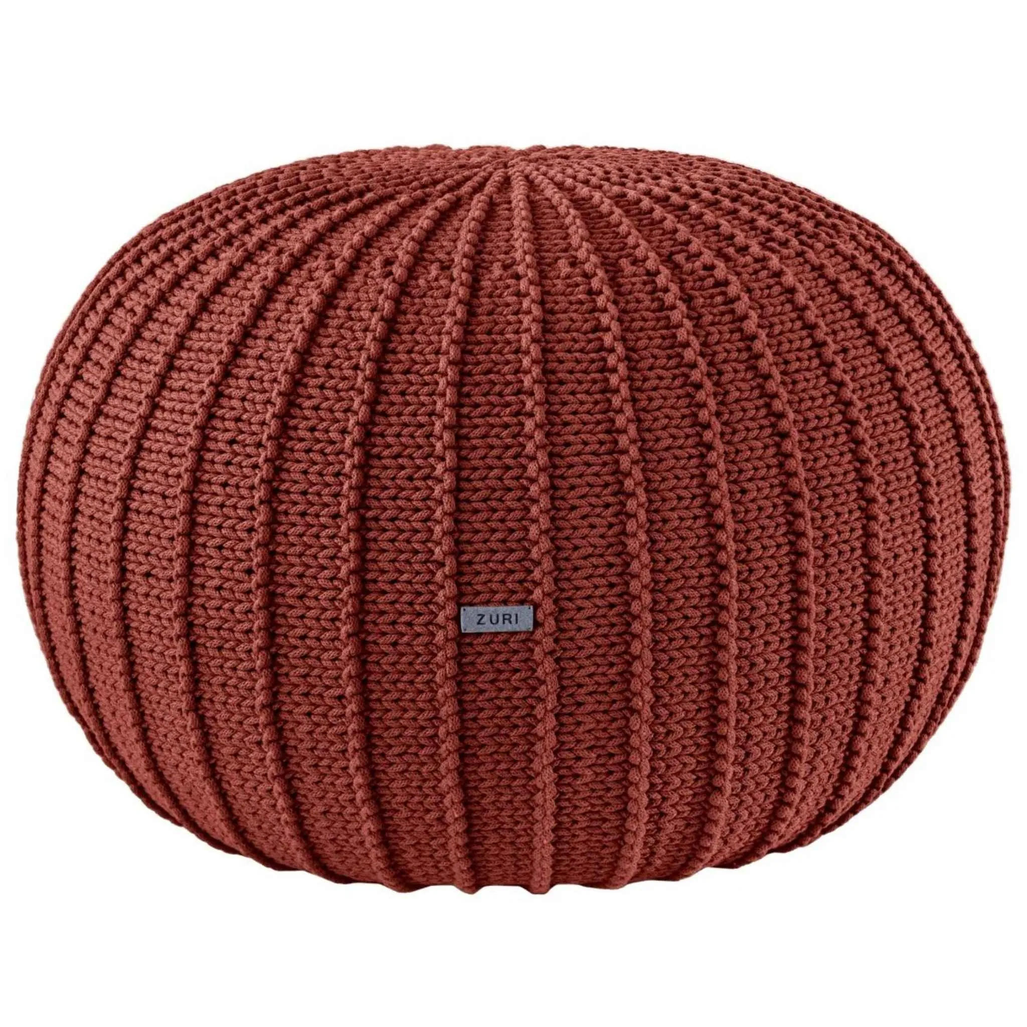 Zuri House Large Knitted Pouffe - Terracotta