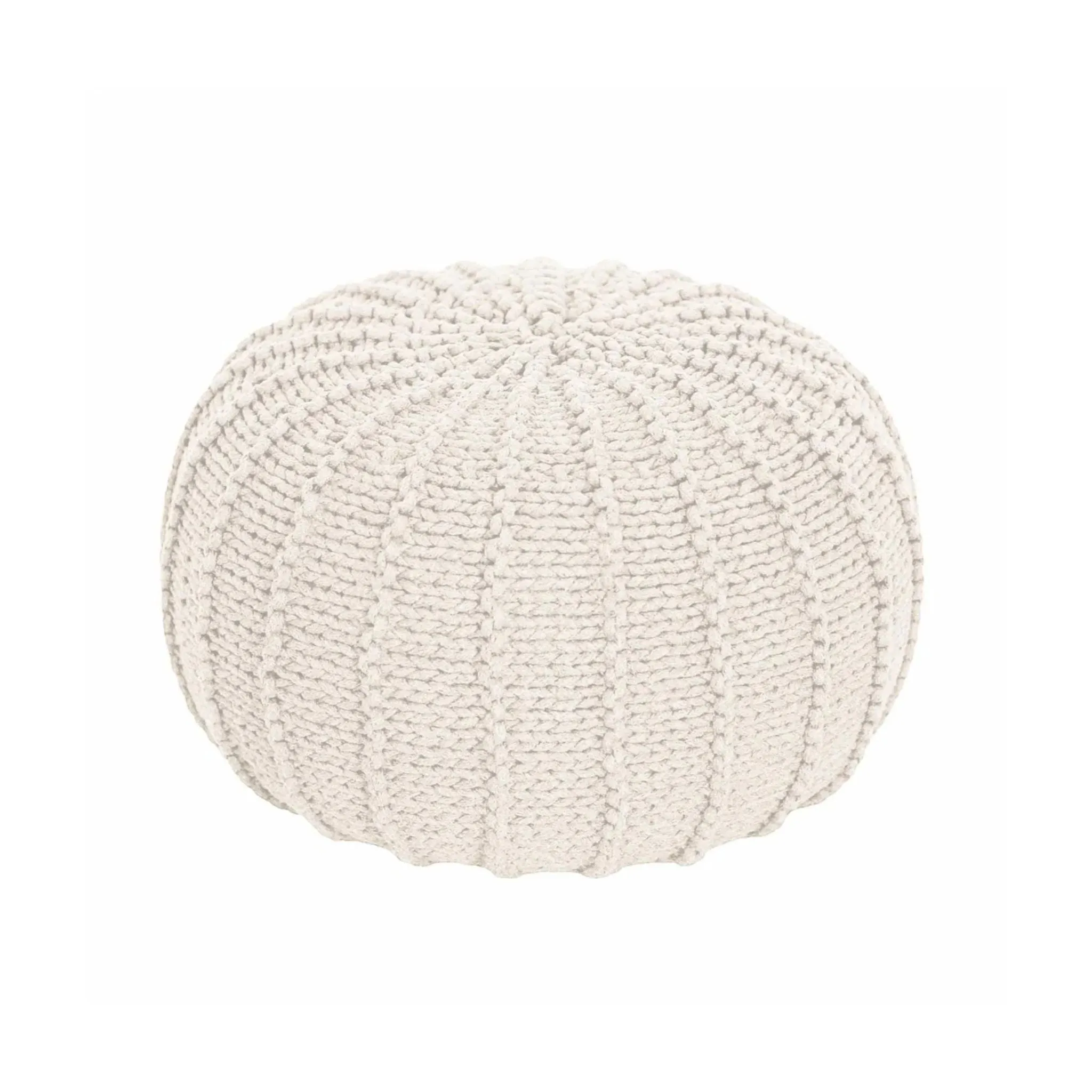 Zuri House Medium Knitted Pouffe - Ivory