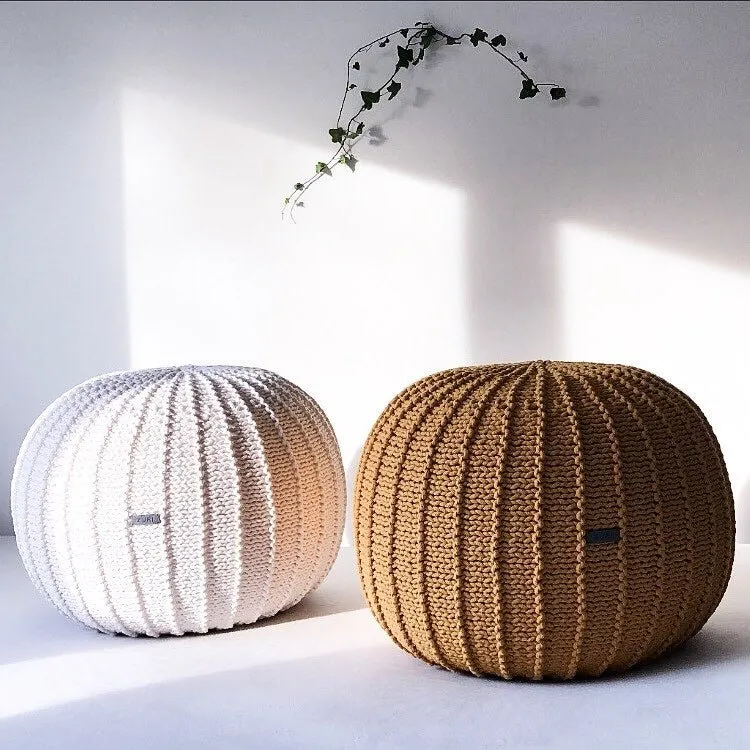 Zuri House Medium Knitted Pouffe - Mustard