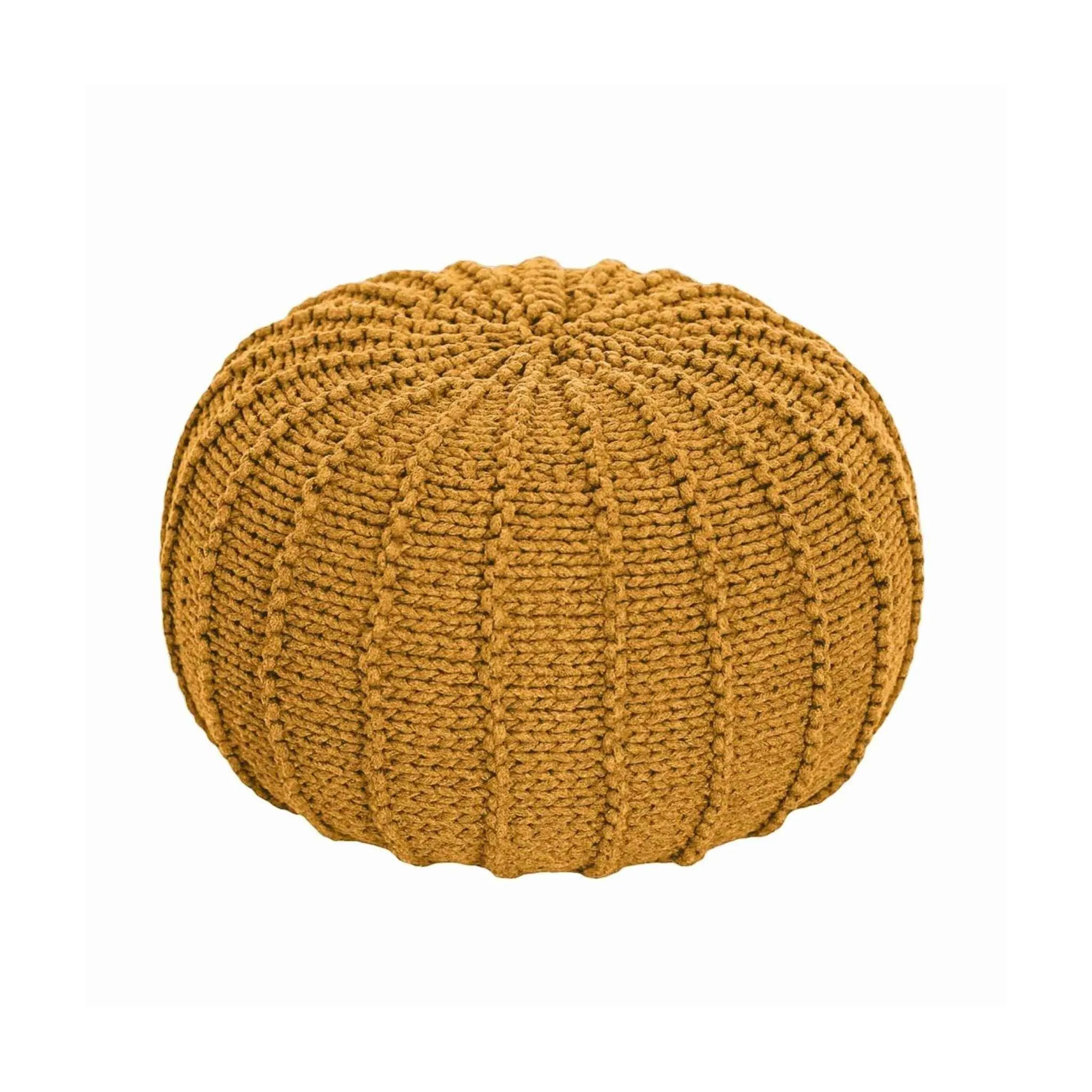 Zuri House Medium Knitted Pouffe - Mustard