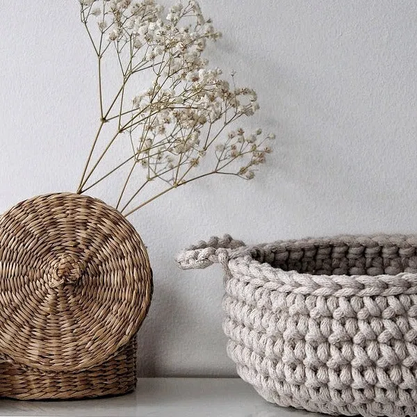 Zuri House Small Flat Basket - Beige