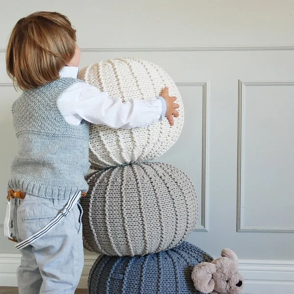 Zuri House Small Knitted Pouffe - Ivory