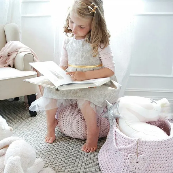 Zuri House Small Knitted Pouffe - Pale Pink
