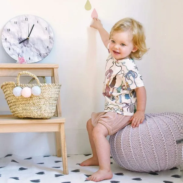 Zuri House Small Knitted Pouffe - Pale Pink